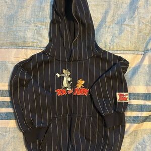 Tom and Jerry Kids' Navy Blue With White Stripes Hoodie